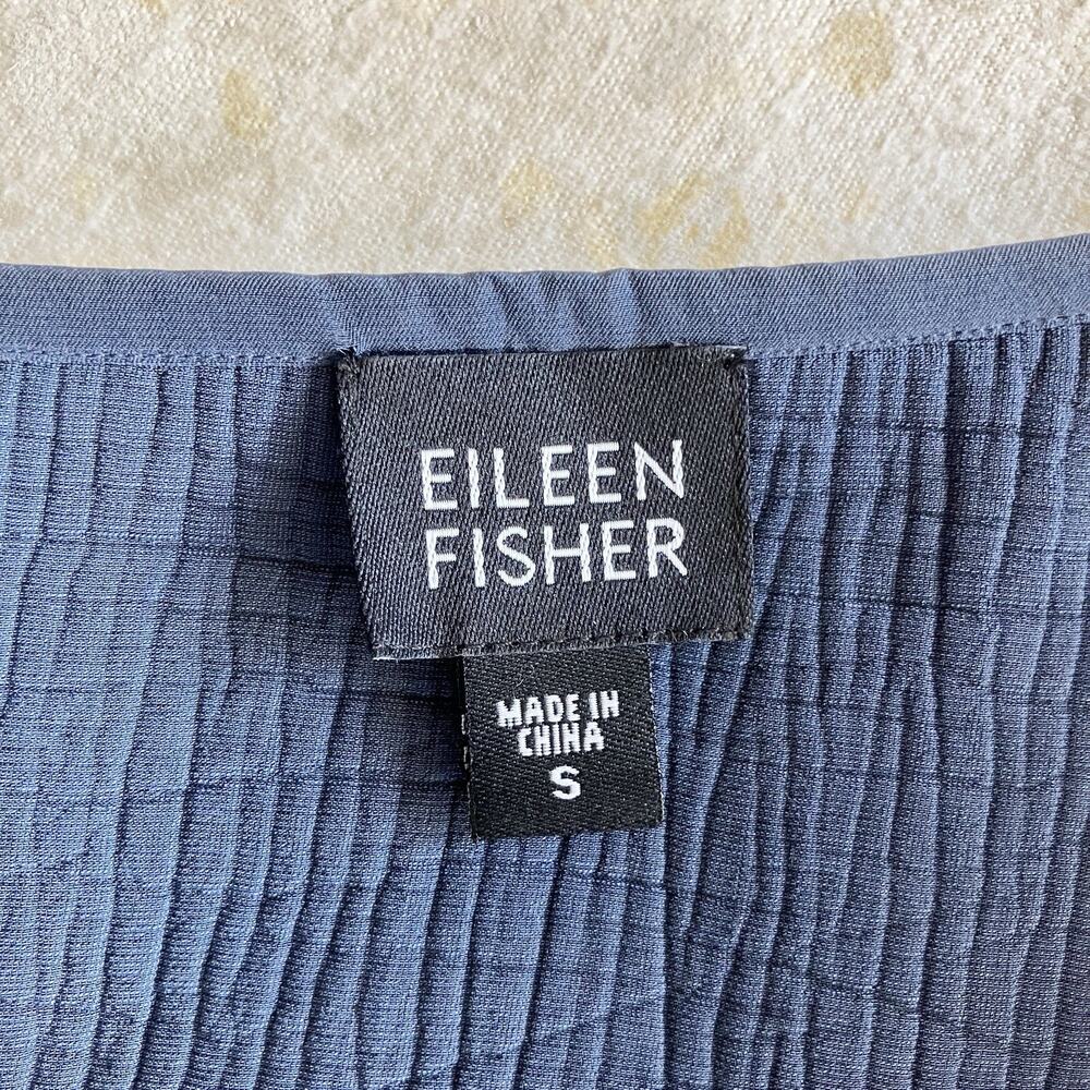 Eileen Fisher Small Jacket Rayon Silk Textured Open Blue S Minimal Minimalist - Picture 3 of 8